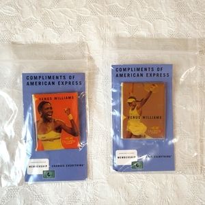 Two Venus Williams US Open American Express Souvenir Pins
